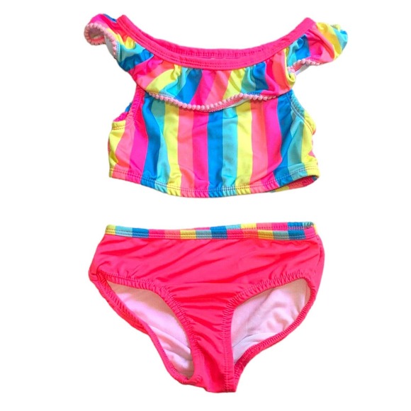 Penelope Mack Other - Girls Dillards Penelope Mack Neon Stripe Color Block Tankini Two Piece 6X